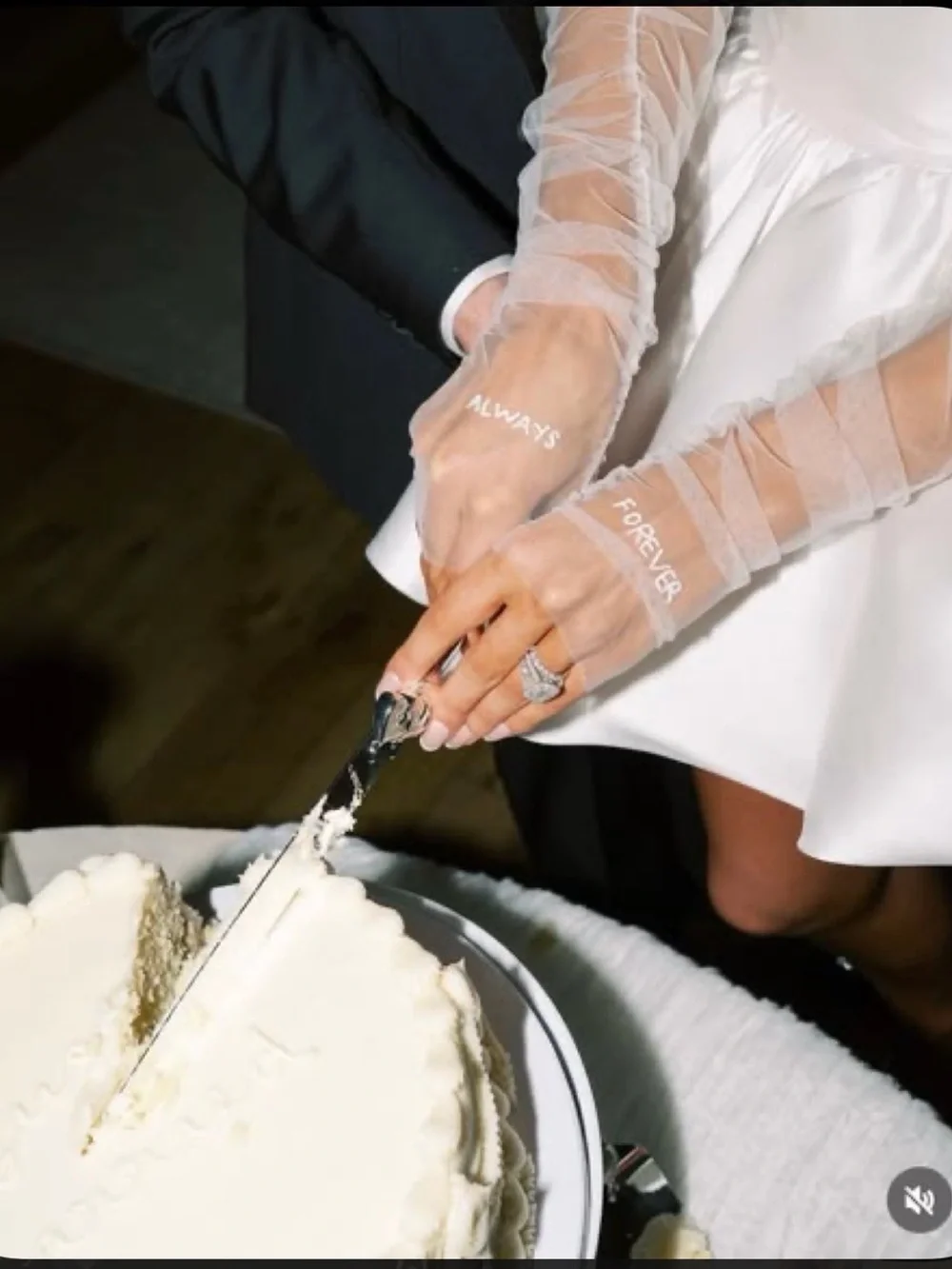 Sheer White Bridal Mesh Gloves with Embroidered 'Til Death Do Us Part'